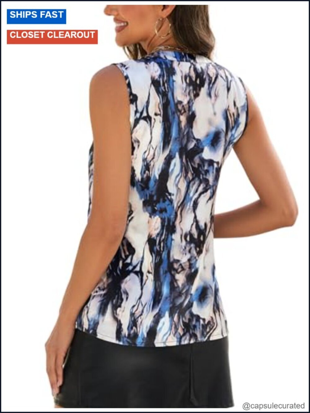 Silk Satin Sleeveless V Neck Camisole Blouse Dressy Casual Tank Top Work Shirt - Picture 4 of 6